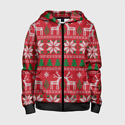 Детская толстовка на молнии Вязаный принт с оленями