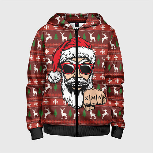 Детская толстовка на молнии Bad Santa Плохой Санта / 3D-Черный – фото 1