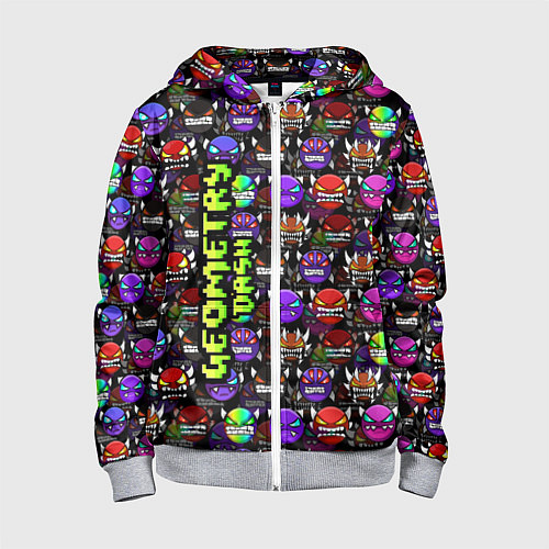 Детская толстовка на молнии Geometry Dash: Heroes / 3D-Меланж – фото 1