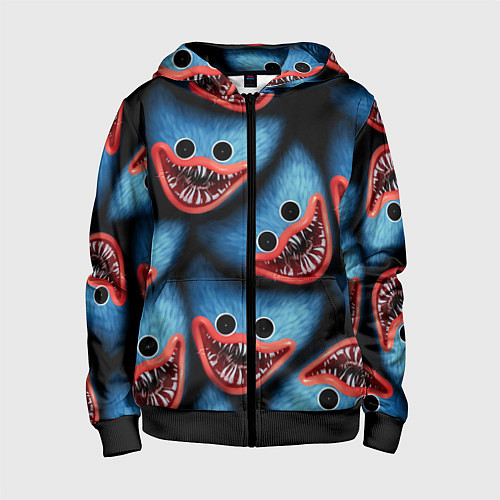 Детская толстовка на молнии POPPY PLAYTIME ХАГИ ВАГИ ЛИЦО МОНСТРА / 3D-Черный – фото 1