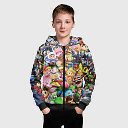 Толстовка на молнии детская SUPER SMASH BROS ГЕРОИ ИГРЫ, цвет: 3D-черный — фото 2
