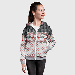 Толстовка на молнии детская НОВОГОДНИЙ УЗОР, цвет: 3D-меланж — фото 2