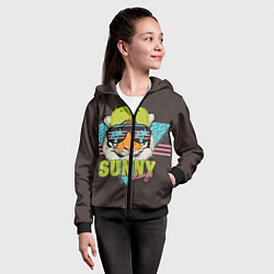 Толстовка на молнии детская Солнечный тигр, цвет: 3D-черный — фото 2