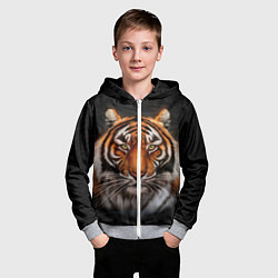 Толстовка на молнии детская Реалистичный тигр Realistic Tiger, цвет: 3D-меланж — фото 2