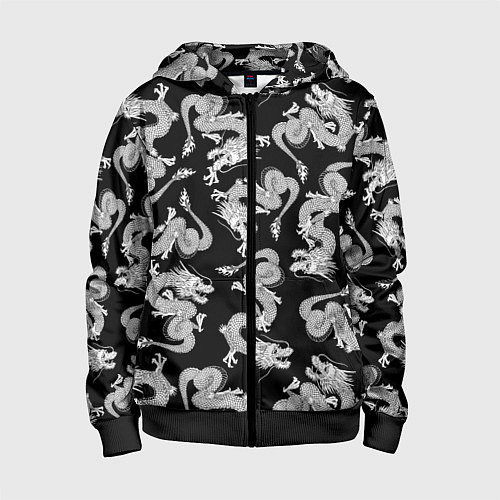 Детская толстовка на молнии Драконыdragon / 3D-Черный – фото 1