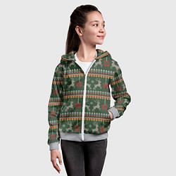 Толстовка на молнии детская Новогодний свитер c оленями 1, цвет: 3D-меланж — фото 2