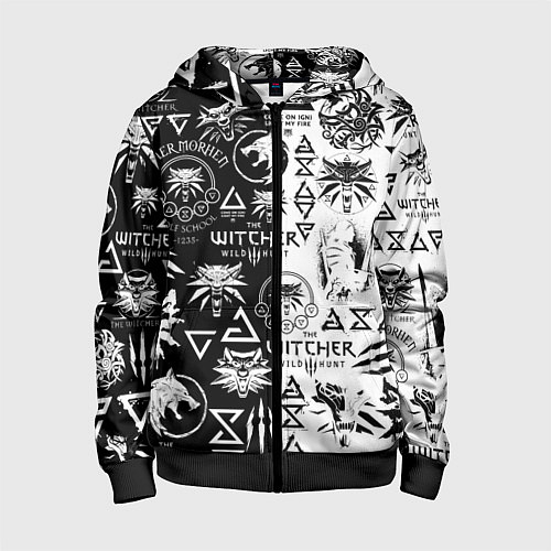 Детская толстовка на молнии THE WITCHER LOGOOMBING ВЕДЬМАК ПАТТЕРН / 3D-Черный – фото 1