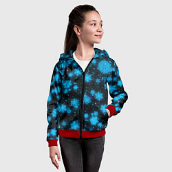 Толстовка на молнии детская НОВОГОДНИЕ НЕОНОВЫЕ СНЕЖИНКИ 2022 НОВЫЙ ГОД, цвет: 3D-красный — фото 2