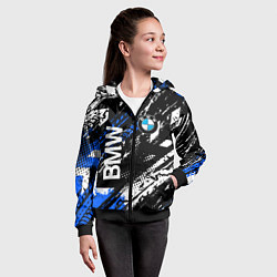 Толстовка на молнии детская BMW следы от шин, цвет: 3D-черный — фото 2