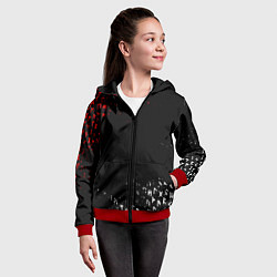 Толстовка на молнии детская КРАСНО БЕЛЫЕ РУНЫ, цвет: 3D-красный — фото 2