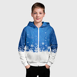 Толстовка на молнии детская Снежинки - С Новым Годом, цвет: 3D-белый — фото 2