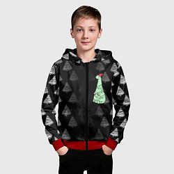 Толстовка на молнии детская ДИНОЗАВРИК В СТИЛЕ НОВОГО ГОДА, цвет: 3D-красный — фото 2