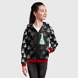 Толстовка на молнии детская ДИНОЗАВРИК В СТИЛЕ НОВОГО ГОДА, цвет: 3D-красный — фото 2