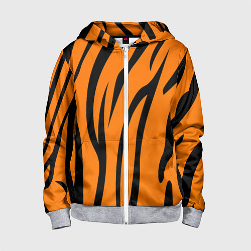 Детская толстовка на молнии Текстура тиграtiger / 3D-Меланж – фото 1