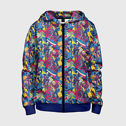 Толстовка на молнии детская Езда на велосипеде BMX, цвет: 3D-синий