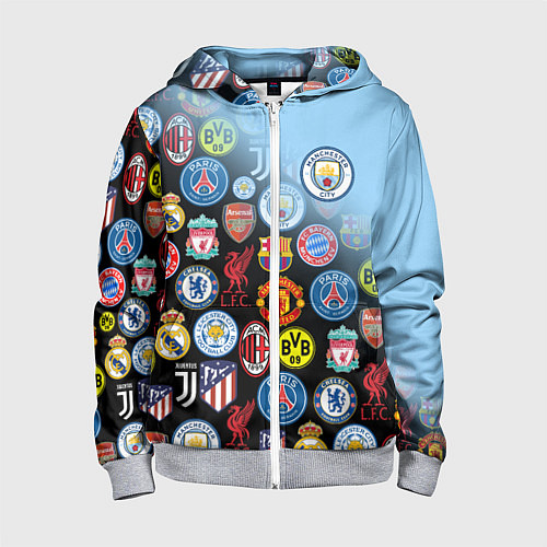 Детская толстовка на молнии МАНЧЕСТЕР СИТИ MANCHESTER CITY / 3D-Меланж – фото 1