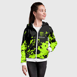 Толстовка на молнии детская Monster Energy green, цвет: 3D-белый — фото 2