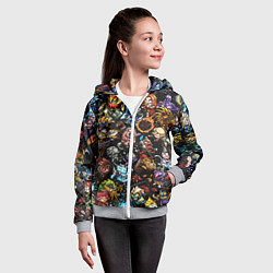 Толстовка на молнии детская DOTA 2 ВСЕ ПЕРСОНАЖИ В ЦВЕТЕ, цвет: 3D-меланж — фото 2