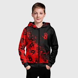 Толстовка на молнии детская Death Stranding Отпечаток рук паттерн, цвет: 3D-черный — фото 2