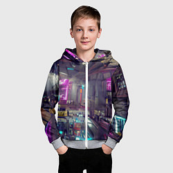 Толстовка на молнии детская Городской киберпанк, цвет: 3D-меланж — фото 2