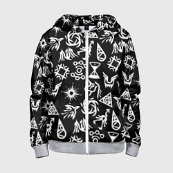 Толстовка на молнии детская EXO BAND SYMBOL PATTERN WHITE K-POP, цвет: 3D-меланж