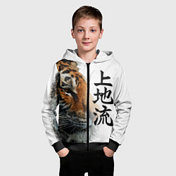Толстовка на молнии детская ТИГР НАДПИСЬ НА КИТАЙСКОМ, цвет: 3D-черный — фото 2