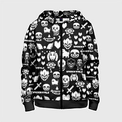 Детская толстовка на молнии UNDERTALE PATTERN БЕЛЫЙ