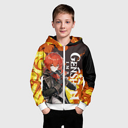 Толстовка на молнии детская ДИЛЮК ПИРО ВЗРЫВ DILUC, цвет: 3D-белый — фото 2