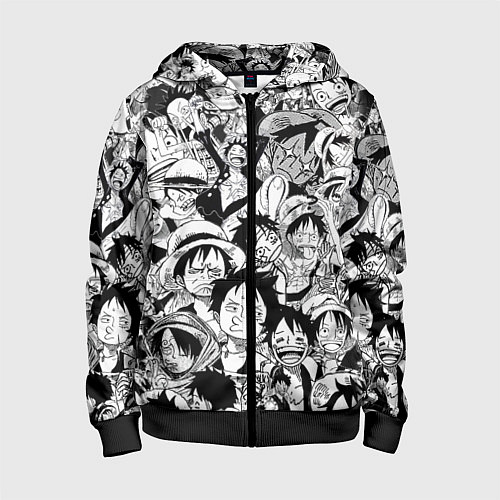 Детская толстовка на молнии МАНКИ Д ЛУФФИ ЧЁРНО БЕЛЫЙ / 3D-Черный – фото 1