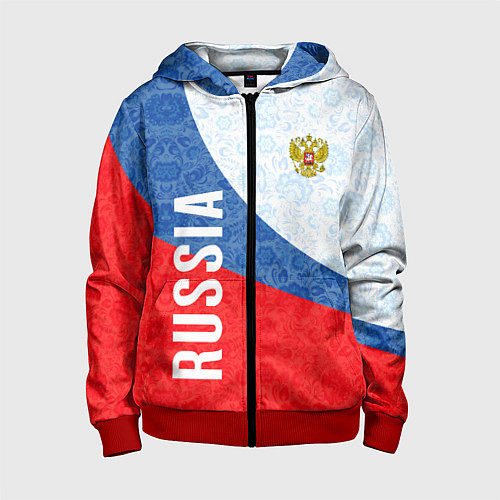 Детская толстовка на молнии RUSSIA SPORT STYLE РОССИЯ СПОРТИВНЫЙ СТИЛЬ / 3D-Красный – фото 1
