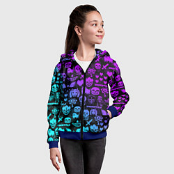 Толстовка на молнии детская UNDERTALE NEON PATTERN УЗОР, цвет: 3D-синий — фото 2