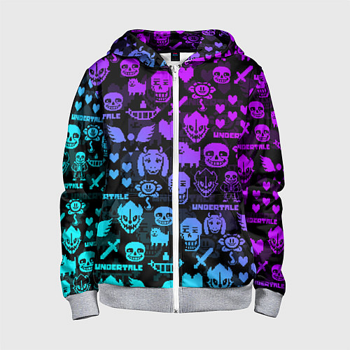 Детская толстовка на молнии UNDERTALE NEON PATTERN УЗОР / 3D-Меланж – фото 1