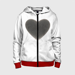 Толстовка на молнии детская HEART PRINT, цвет: 3D-красный