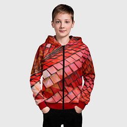 Толстовка на молнии детская Красная спартаковская чешуя, цвет: 3D-красный — фото 2