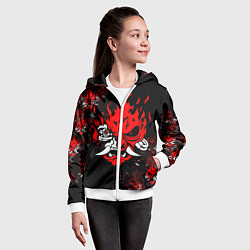 Толстовка на молнии детская SAMURAI CYBERPUNK 2077 LOGO, цвет: 3D-белый — фото 2