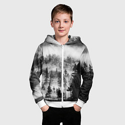 Толстовка на молнии детская ТУМАННЫЙ ЛЕС - ТЕМНЫЙ ЛЕС, цвет: 3D-белый — фото 2