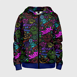 Детская толстовка на молнии League Of Legends - Arcane неоновые логотипы