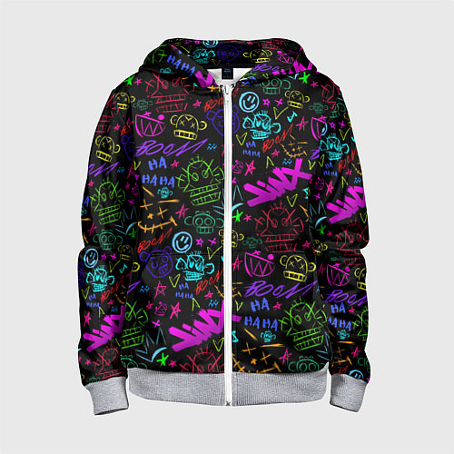 Детская толстовка на молнии League Of Legends - Arcane неоновые логотипы / 3D-Меланж – фото 1