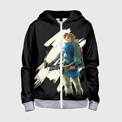 Толстовка на молнии детская Линк с луком, цвет: 3D-меланж