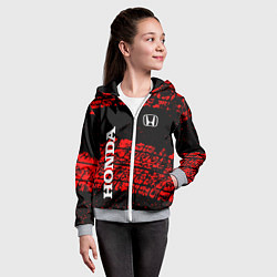 Толстовка на молнии детская Honda Следы от шин, цвет: 3D-меланж — фото 2