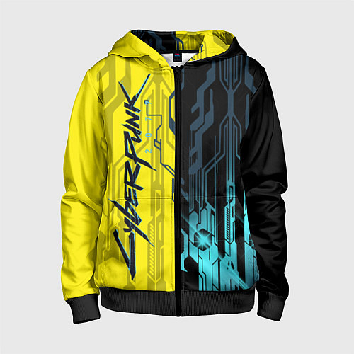 Детская толстовка на молнии CYBERPUNK 2077 Логотип / 3D-Черный – фото 1