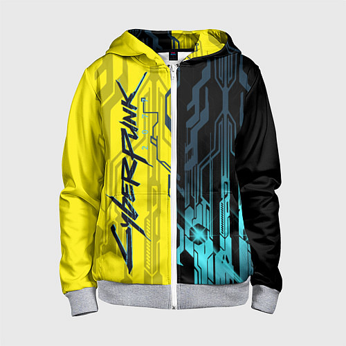 Детская толстовка на молнии CYBERPUNK 2077 Логотип / 3D-Меланж – фото 1