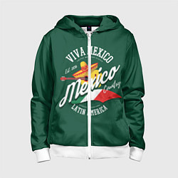 Толстовка на молнии детская Мексика Mexico, цвет: 3D-белый