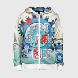Толстовка на молнии детская Триатлон - Механизм трех, цвет: 3D-белый