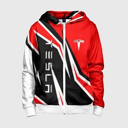 Детская толстовка на молнии ТЕСЛА - КРАСНЫЙ СПОРТИВНЫЙ