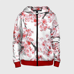 Толстовка на молнии детская Ранняя сакура, цвет: 3D-красный