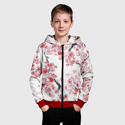 Толстовка на молнии детская Ранняя сакура, цвет: 3D-красный — фото 2