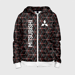 Толстовка на молнии детская Mitsubishi митсубиси, цвет: 3D-белый
