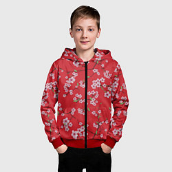 Толстовка на молнии детская Алая весна, цвет: 3D-красный — фото 2