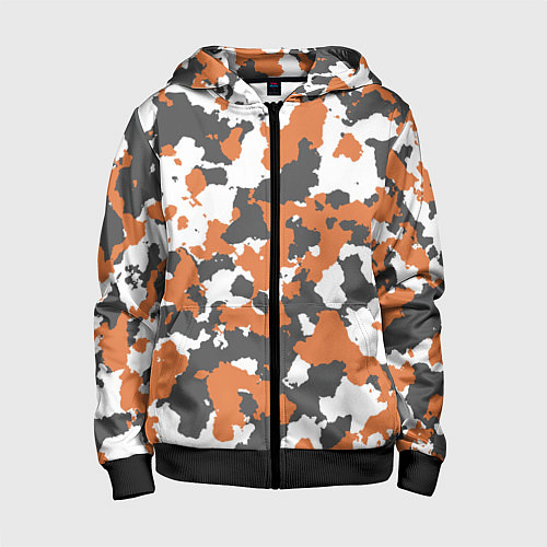 Детская толстовка на молнии Orange Camo / 3D-Черный – фото 1